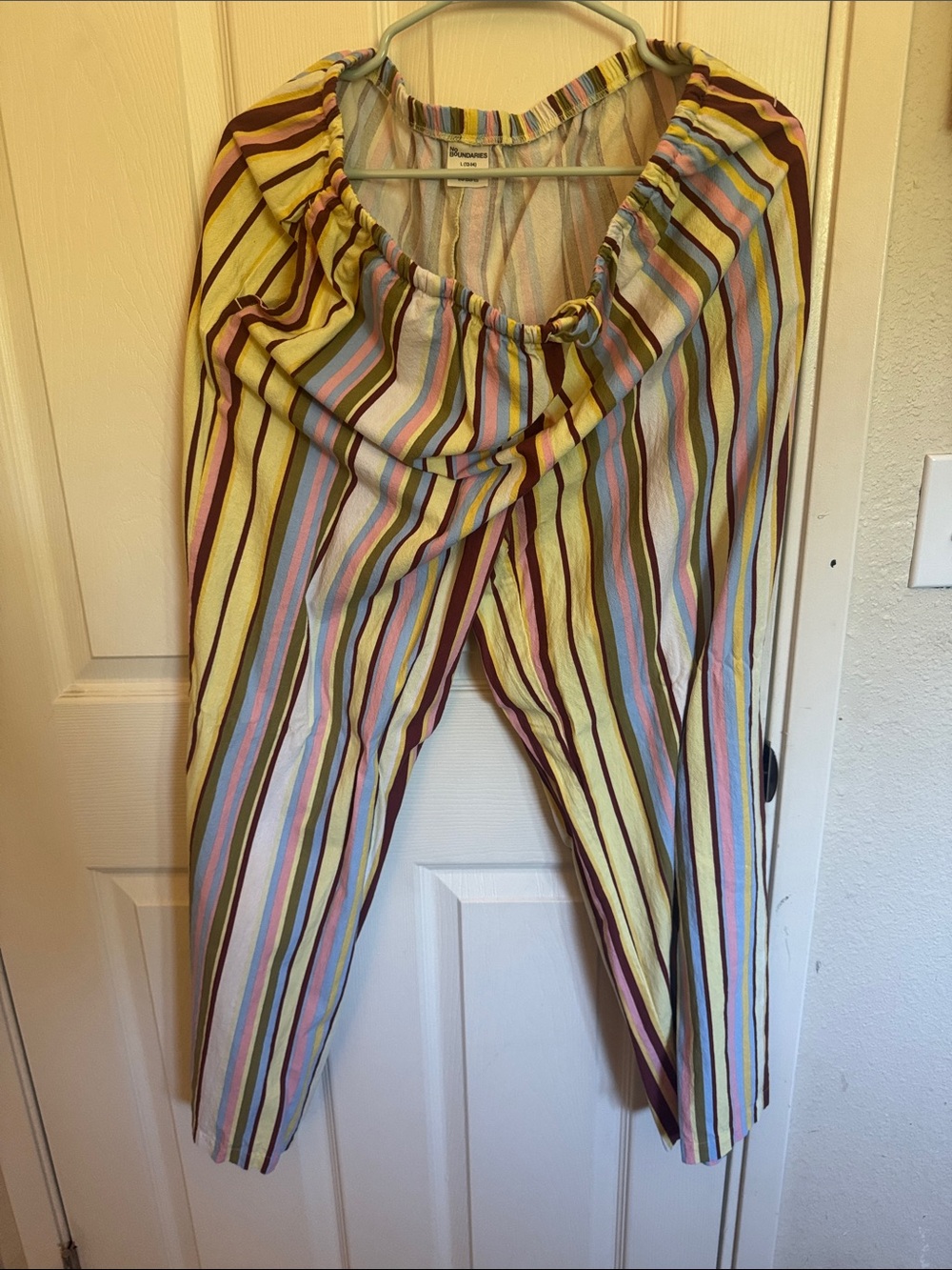 No Boundaries Multi-Color Striped Wide Leg Pants - Yellow Accent